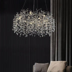 Golden Crystal Tree Chandelier, Luxury Matte Aluminum Art Ceiling Light for Living Room