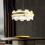 LED Marble Chandelier: Modern Lighting for Living Room, Bedroom, or Restaurant.