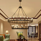 Modern Retro Round LED Pendant Lights - Black Ceiling Chandelier for Living Room and Restaurant