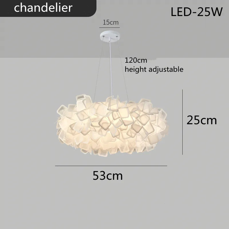 LED Petal Ceiling Chandelier for Living Room, Dimmable Round Bedroom Lamp