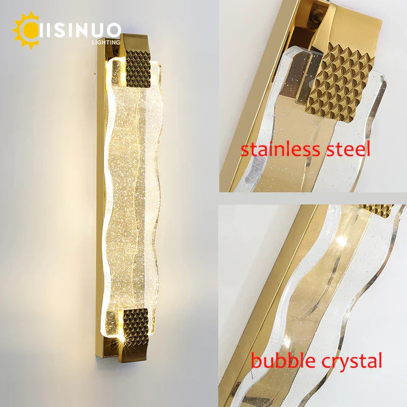 Crystal LED Wall Sconce: Luxury Gold Light Fixture for Home Decor