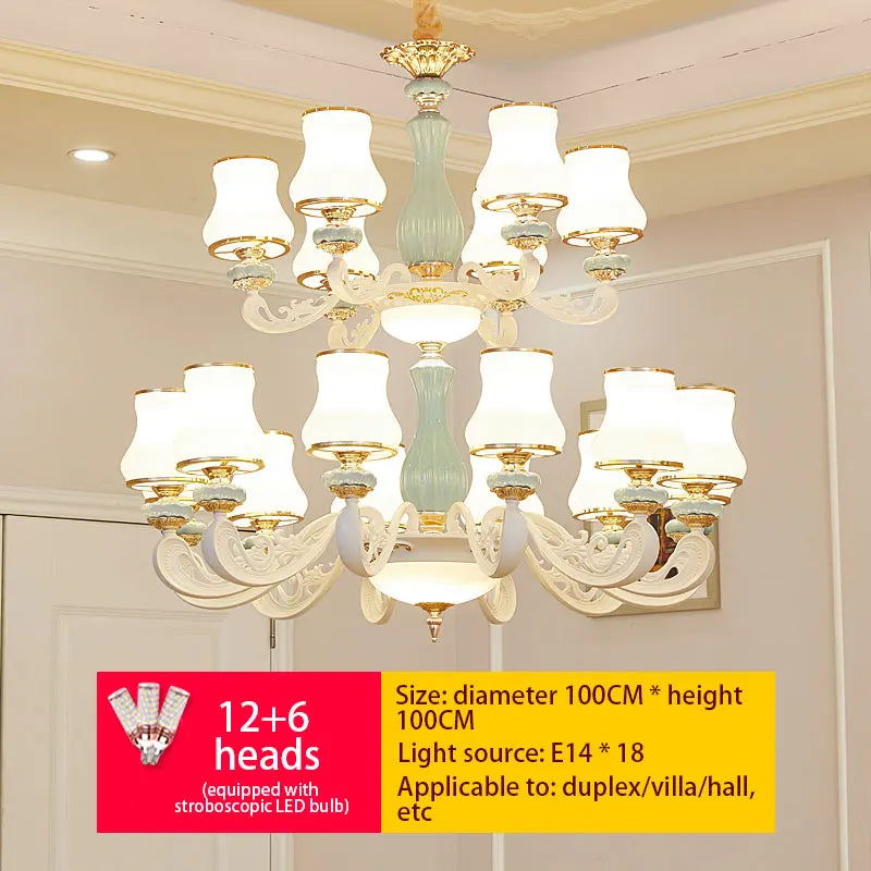 Deluxe Duplex Living Room Chandelier - Elegant Villa & Hotel Pendant Lighting