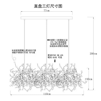 Leaf Chrome Ceiling Chandelier for Living Room, Bar, or Balcony Lighting