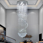 LED Spiral Crystal Ball Chandelier for Staircase | Modern Indoor Hanging Light Fixture