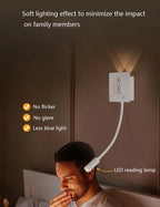 Rotatable LED Wall Sconce Lamp with USB Port & Socket for Bedrooms, Restaurants - White/Black