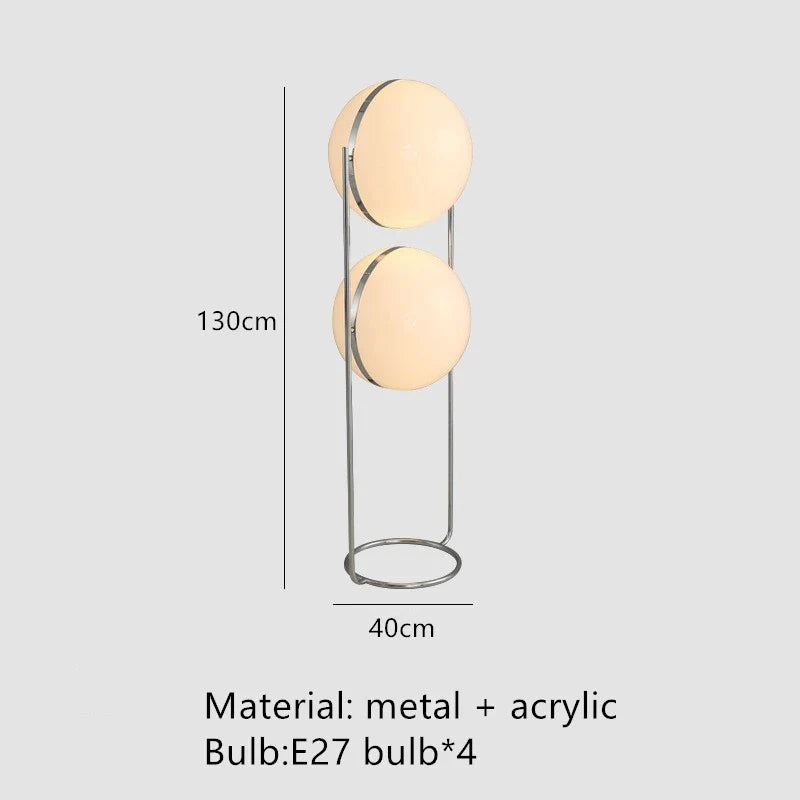 Garrault LED Chrome Metal Ball Floor Lamp with White Acrylic Shade