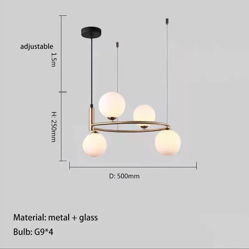 Glass Chandelier G9 Hanging Light for Living Room Bedroom Decor