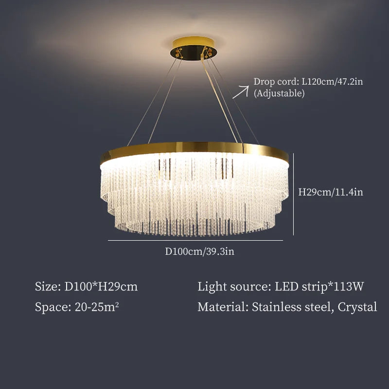 Crystal Luxury Hanging Ceiling Lamps LED Chandelier for Living Room Decor
