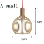 Wooden Birdcage Pendant Lamp: E27 Indoor LED Lighting for Dining Room & Bar