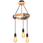 Wooden 3-Head Industrial Pendant Chandeliers for Home Decor