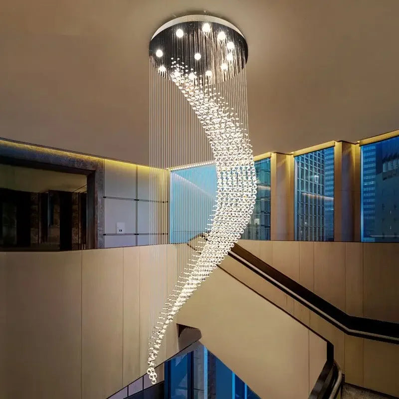 Spiral Crystal Chandelier for Modern Luxury Living Room & Dining Area