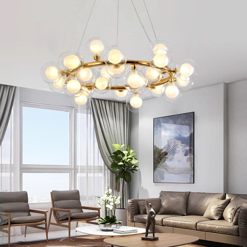 Glass Ball LED Chandelier Modern Pendant Light for Home Decor