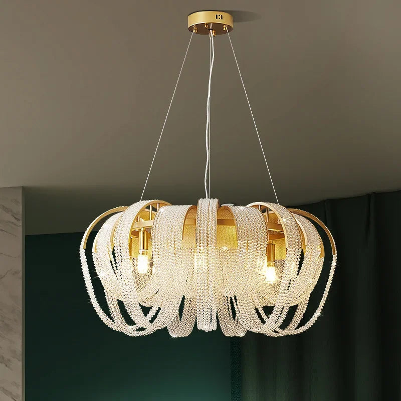 Crystal Tassels LED Ceiling Chandelier for Elegant Home Decor Lighting
