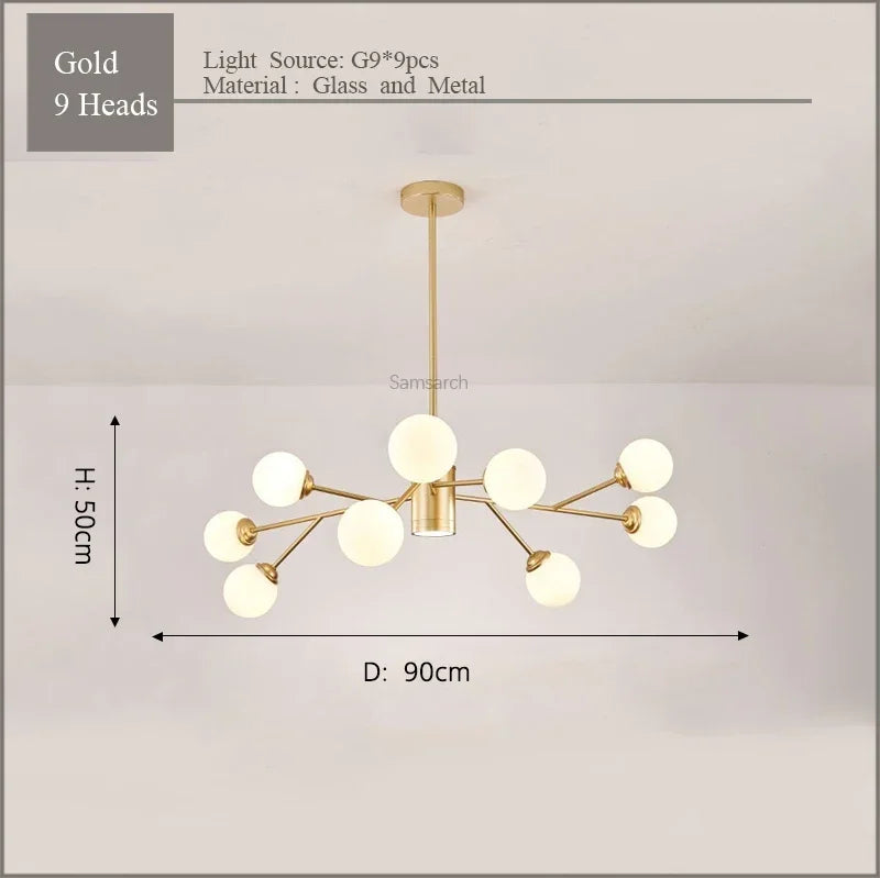 Gold Black LED Ceiling Chandelier for Living Room Bedroom Lighting Fixtures