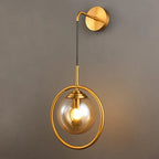 Golden Glass Ball Wall Sconce Light Fixture for Modern Living Room Decor