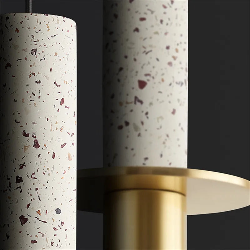 Marble Terrazzo Chandelier Lamp: Modern Cylindrical Spot Light for Restaurant, Bedroom