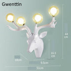 Resin Antlers Wall Sconce: Modern LED Deer Light Fixture for Home Decor