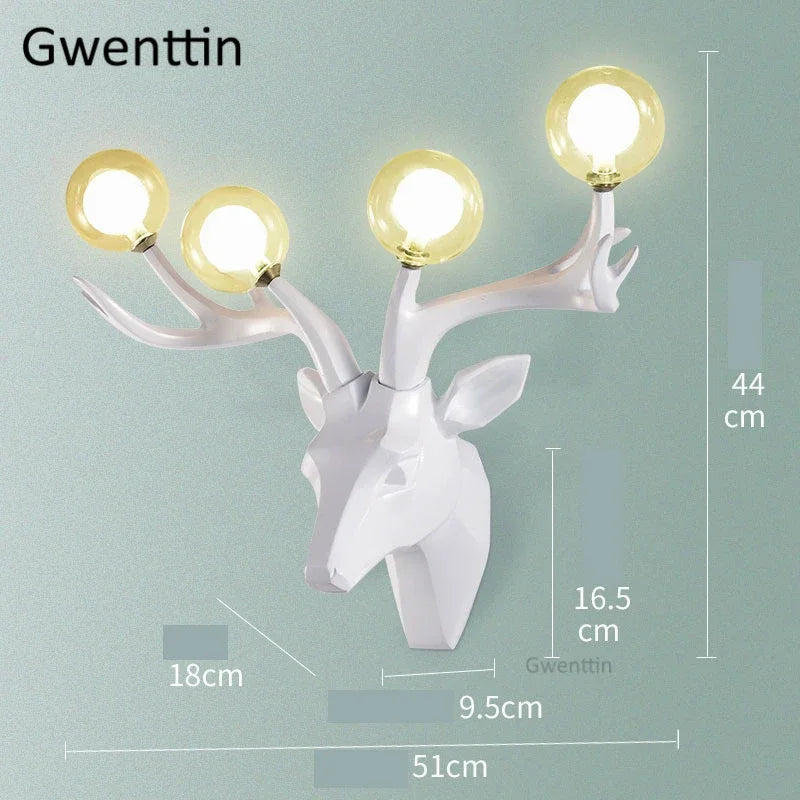 Resin Antlers Wall Sconce: Modern LED Deer Light Fixture for Home Decor