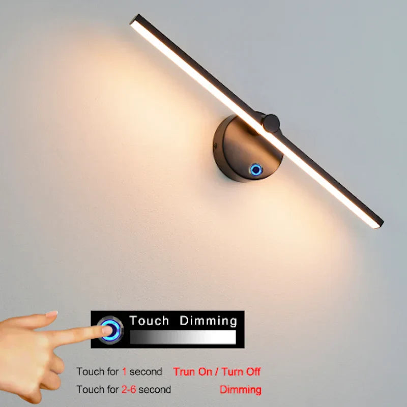 Linear LED Vanity Wall Light with Switch, 300° Rotation, 41CM - Nordic Minimalist Style