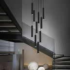 Black LED Crystal Staircase Chandelier: Modern Nordic Design, Creative Island Hanging Lamp