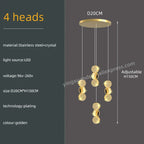 Gold Crystal Chandeliers LED Pendant Lamp for Modern Living Spaces