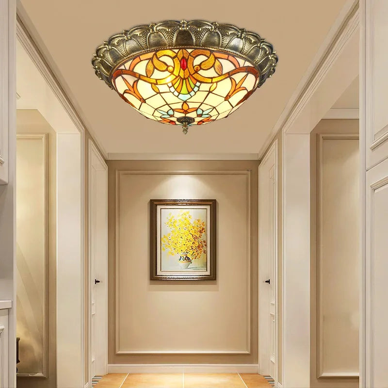 Bohemian Glass Ceiling Light: European Baroque Style for Home Decor & LED Lighting.