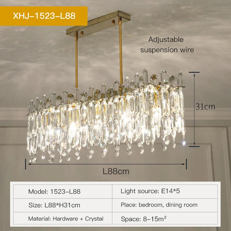 Crystal Pendant Chandelier: Luxury LED Decor for Living Room & Kitchen