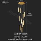 Modern Crystal Chandelier Villa Lighting - Chrome Gold Stainless Steel Dining Table LED Chandelier