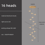 Butterfly Chandelier Staircase Suspended Loft Pendant Light for Living Room & Hallway