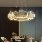 Ginkgo Gold Acrylic LED Pendant Light - Modern Minimalism Chandelier