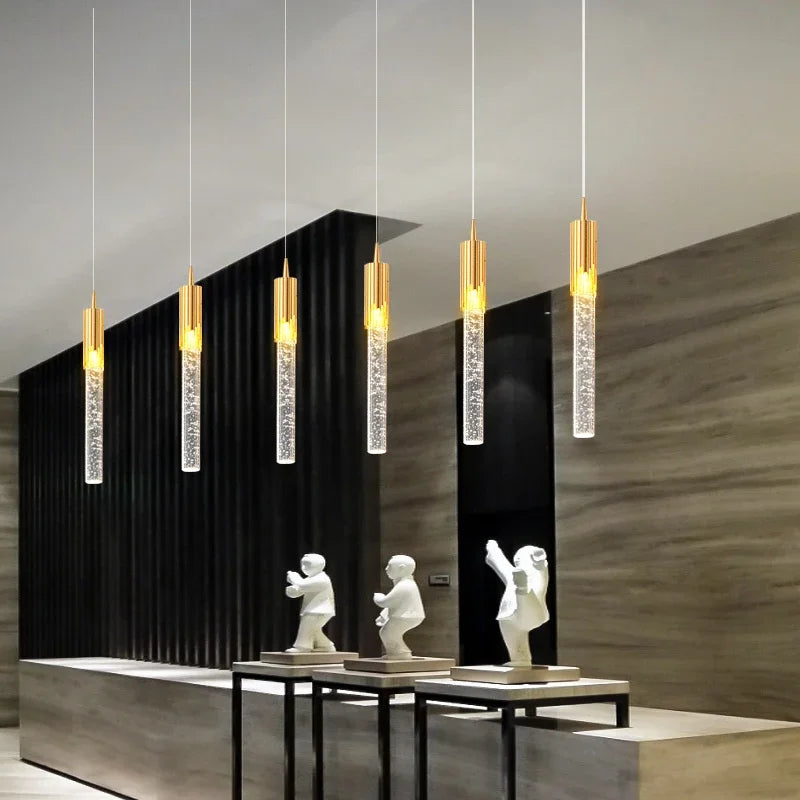 Crystal Staircase Chandelier: Modern Loft Hanging Lamps with Gold Finish