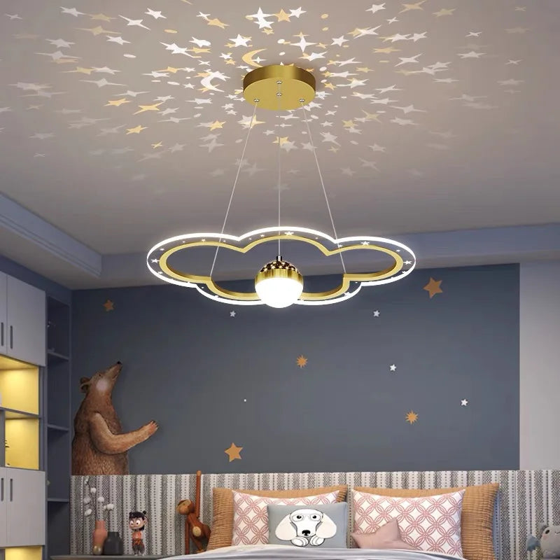 Cloud Flower LED Chandelier: Kid's Bedroom Starry Sky Decorative Lighting Fixture