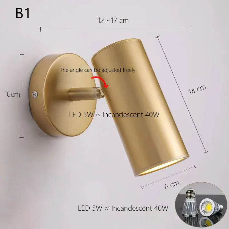Adjustable Nordic LED Wall Lamp for Bedroom, Modern Minimalist Rotating Light