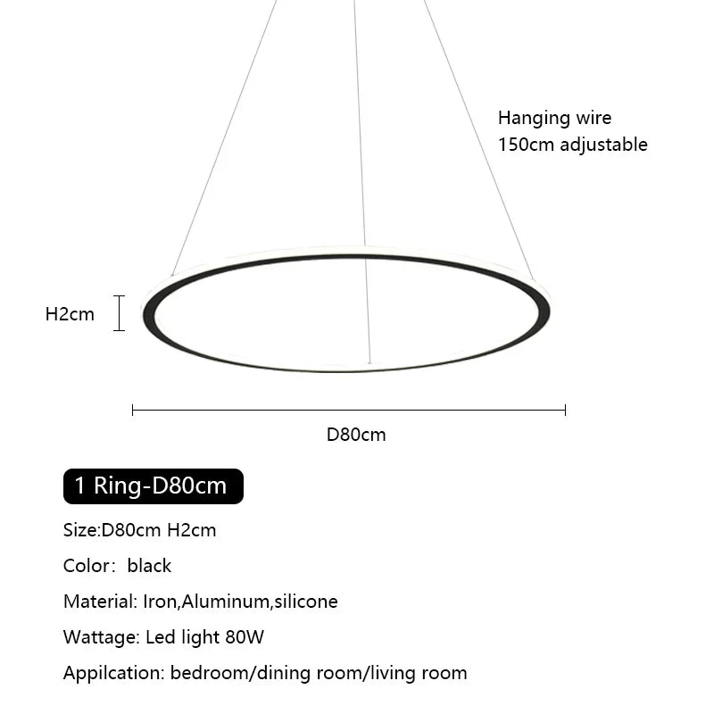 Nordic Circle Ring LED Chandelier: Minimalist Living Room Pendant Light