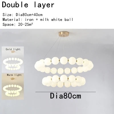 Nordic Magic Beans Double Layer LED Chandelier for Bedroom and Kitchen
