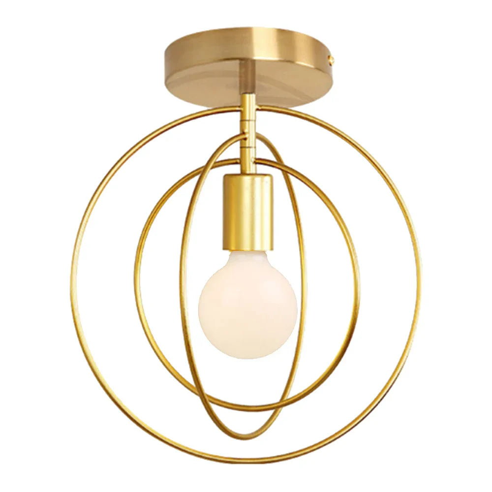 Gold Iron Cage Ceiling Light Modern Nordic Decor Retro Loft Fixture E27