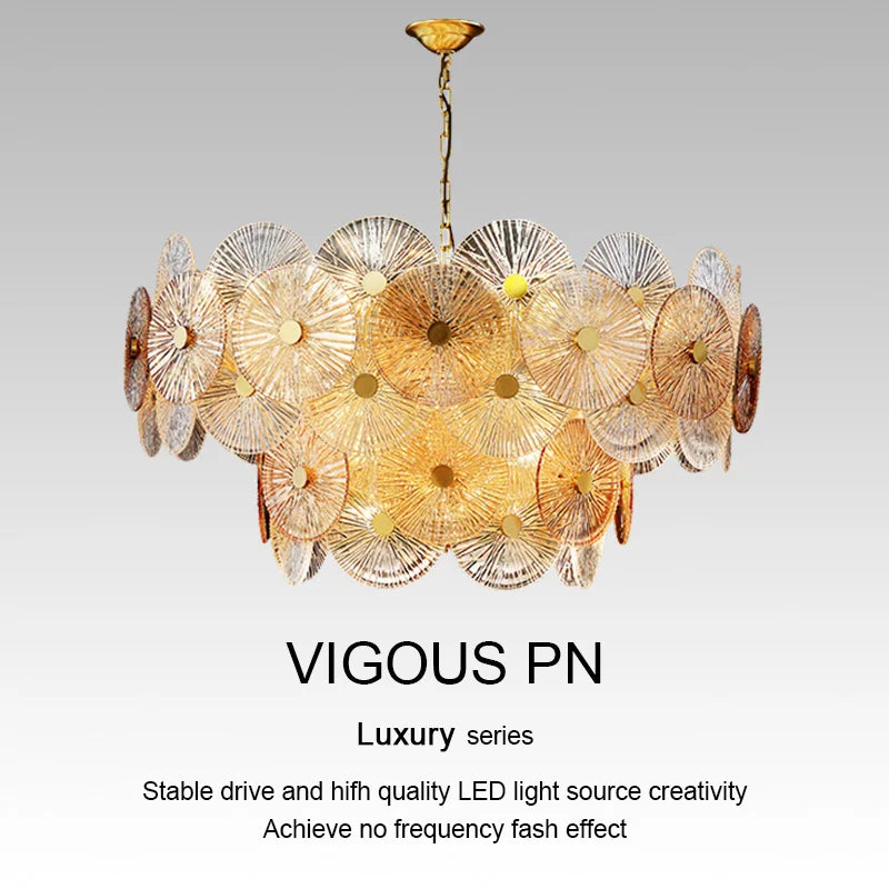 Luxury Lustre Glass Chandelier LED Pendant Lamp for Living Room Dining Bedroom
