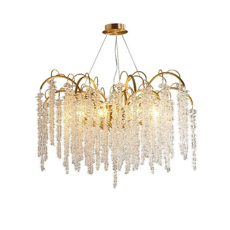 Gold Glass LED Crystal Chandeliers for Luxe Dining Room Decor