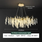Frosted Aluminum Golden Branch Crystal Chandelier