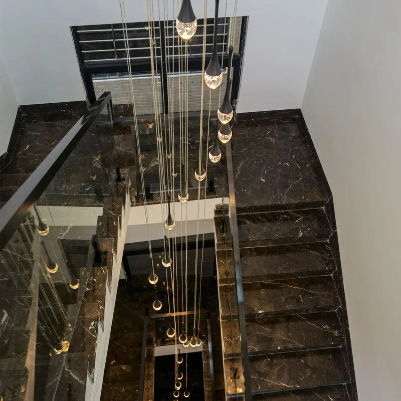 Crystal Bubble Chandelier for Living, Dining, Bedroom - Modern Stairwell Design