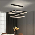 Minimalist Black Square Frame LED Chandelier for Living Room
