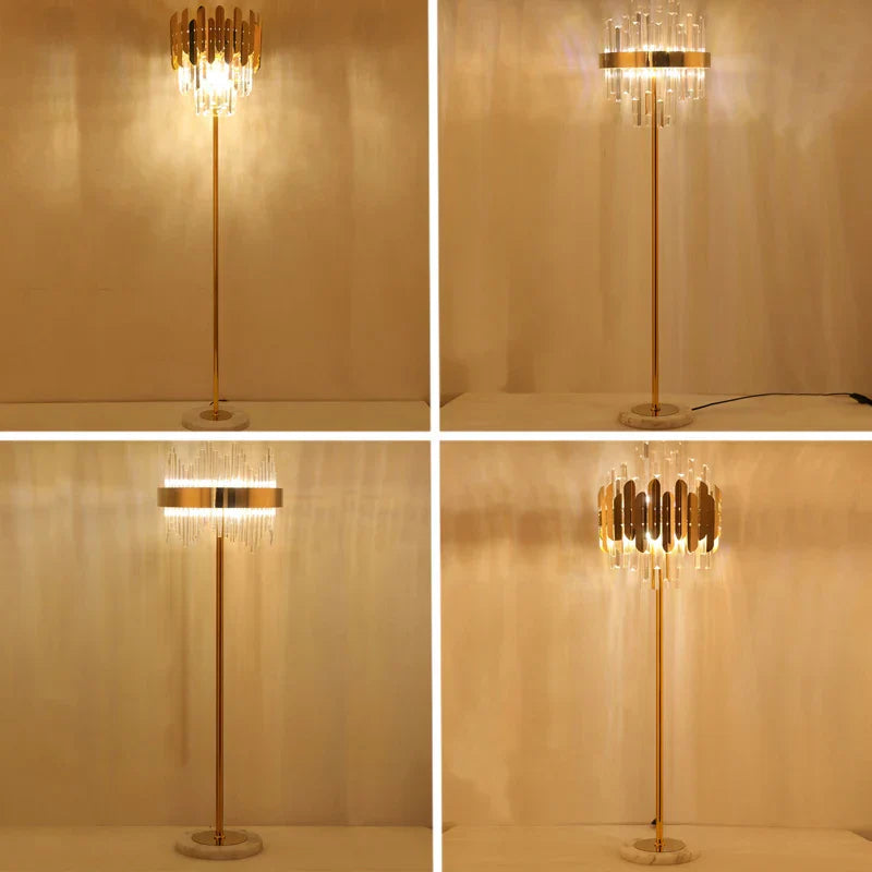 Crystal Gold Floor Lamp for Bedroom & Living Room - Modern Luxury LED Light