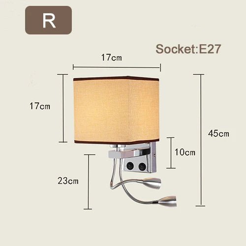 Modern Wood Iron LED Wall Lamp for Living Room Bedroom Lighting Sconce Nightlight