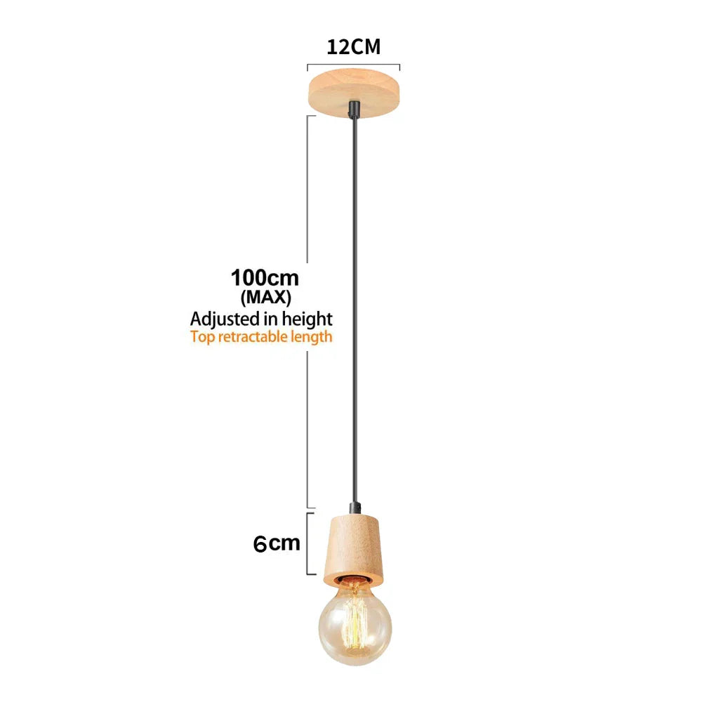 Vintage Industrial Wood Pendant Light Chandelier for Kitchen Island Living Room