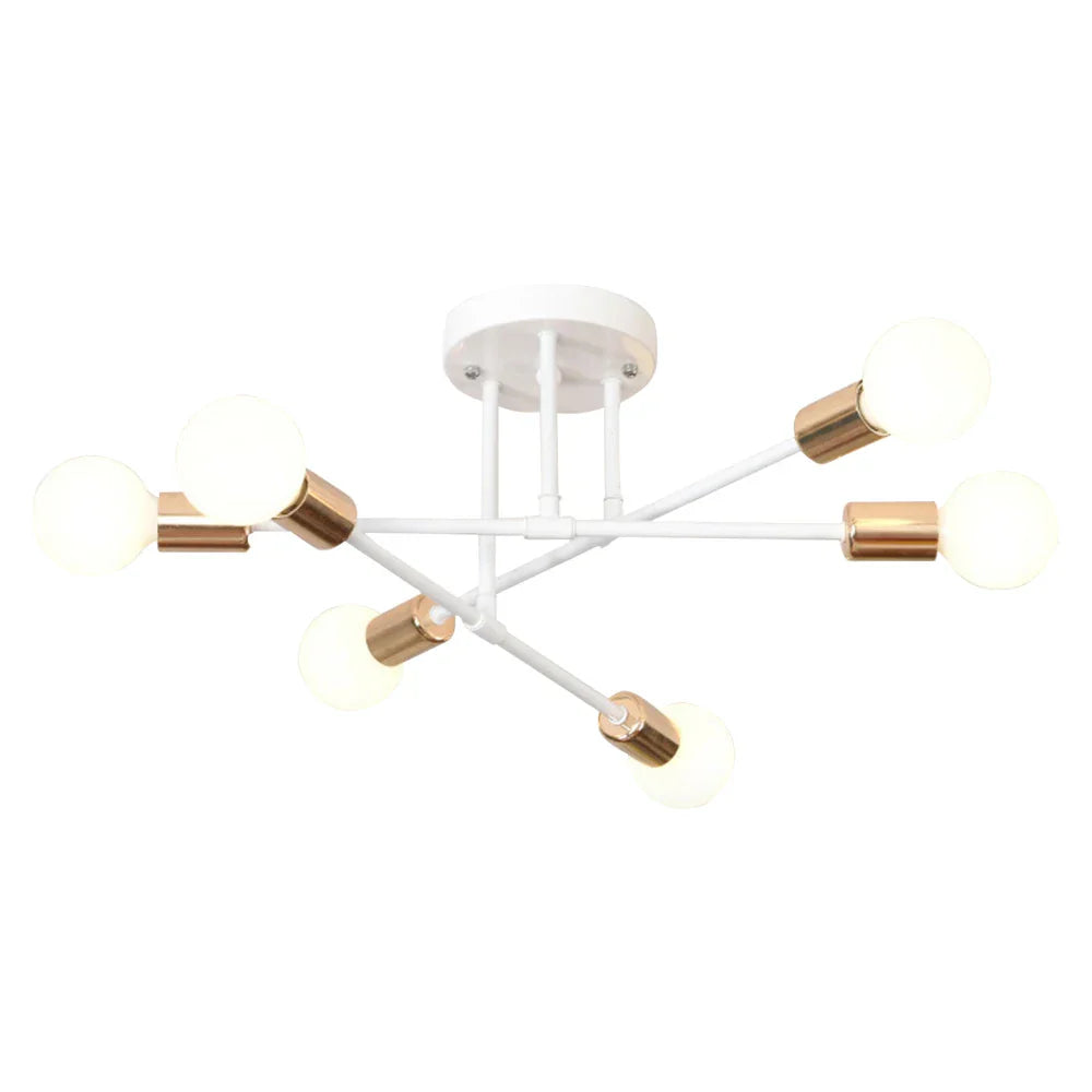 Vintage Wrought Iron Chandelier for Living Room - Industrial Loft Ceiling Lighting