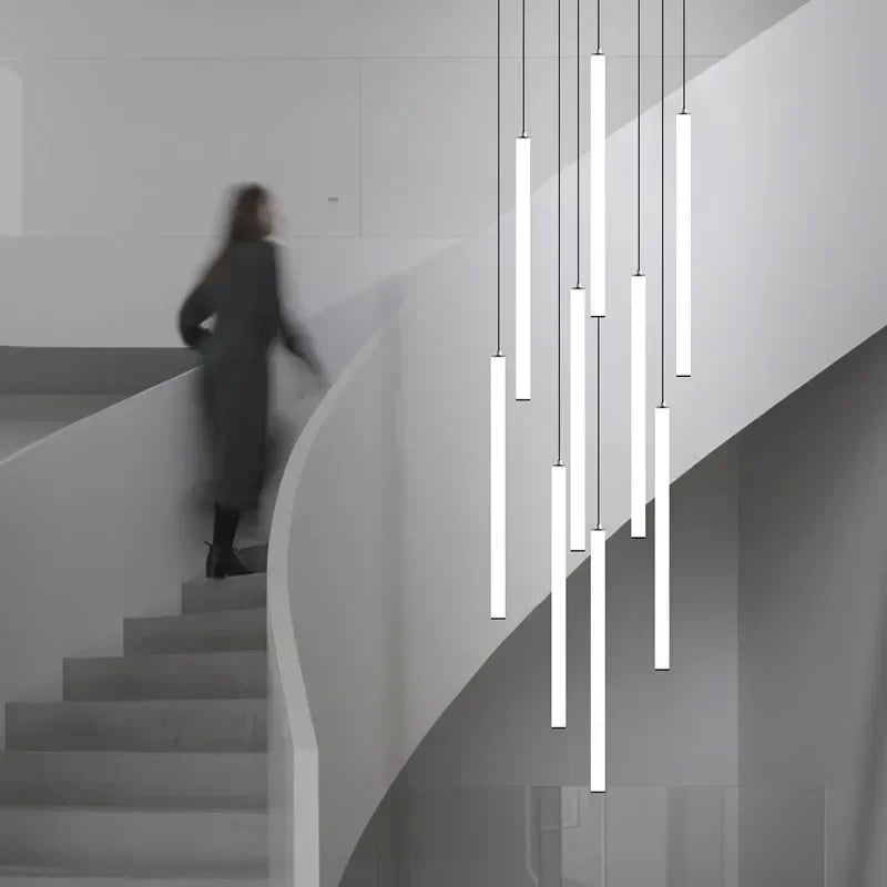 Modern Minimalist Stair Pendant Strip Lamp for Luxury Living Spaces.