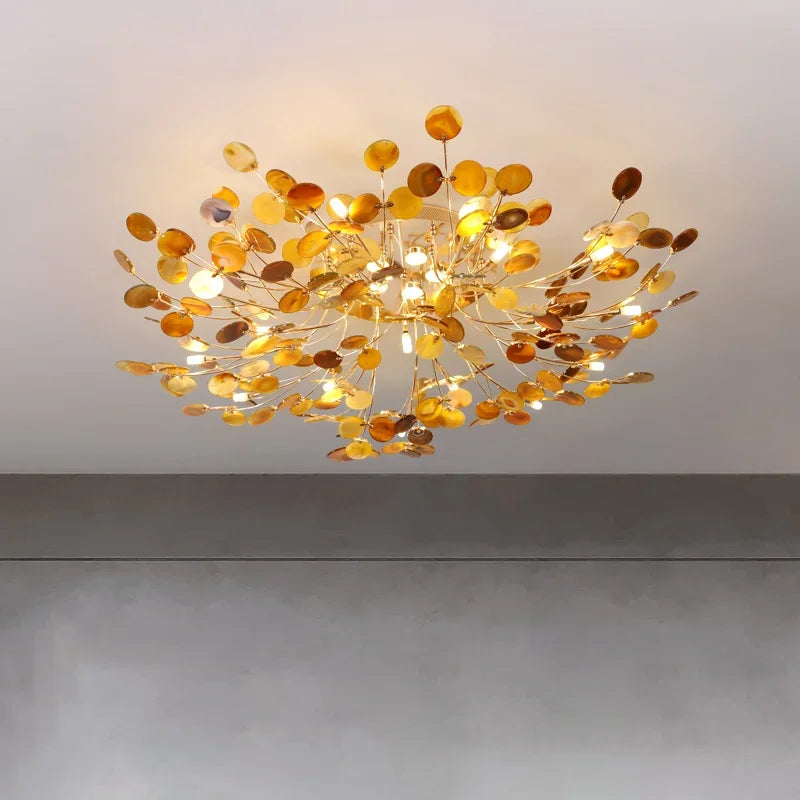 Nordic Jade Agate Leaf Ceiling Lamp for Modern Living Room Decor by Afralia™