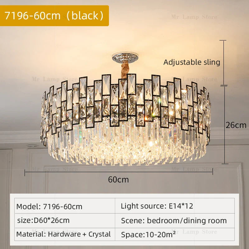Crystal Chandelier: Postmodern Light Luxury for Living Room, Bedroom, Kitchen.