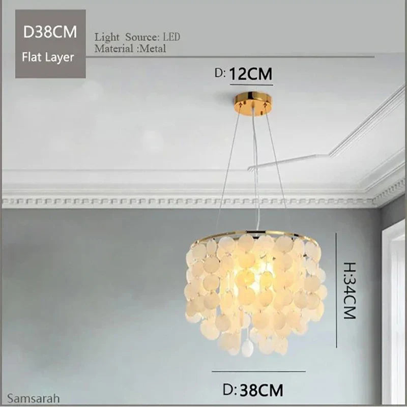 Gold Chrome Metal Shell Chandelier for Restaurant Living Room Hotel Hall