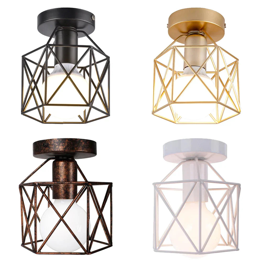 Vintage Wire Cage Ceiling Lamp for Home, Restaurant, Bar - Retro Style Lighting